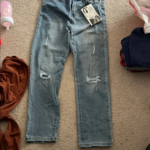 Kendall & Kylie High Rise Distressed Medium Blue Jeans - Picture 2 of 3